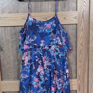 Xhilaration Blue and Pink Floral Maxi Dress